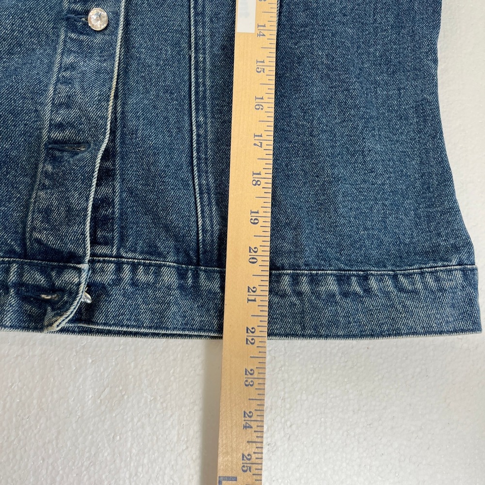 Christine Alexander Denim Vest Blue Jean Size M Rhinestone Bling Cowgirl Western - Picture 9 of 10